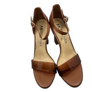 Anne Klein Vaughn Women Platform Heel Sandals Shoes Brown Strap  Size 9M